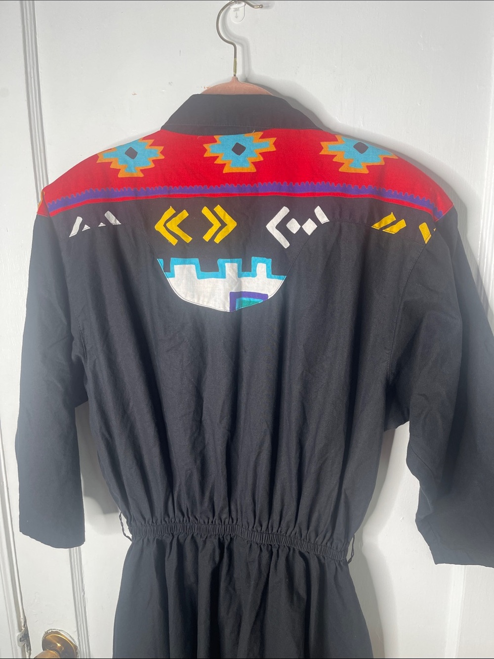 90s Western Dress 10 D. Frank USA Rodeo Queen Cowgirl Vintage Black Beads Fringe - Picture 11 of 15